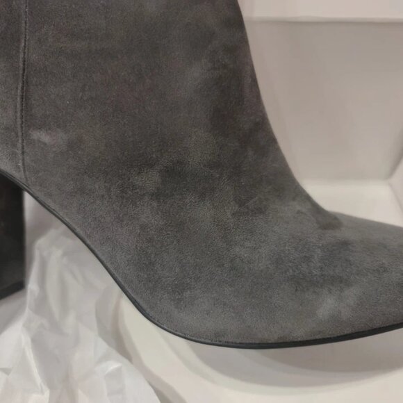 🔥WHITE HOUSE BLACK MARKET Sz 9 BLACKENED PEARL SUEDE Stud Strap Zipper Boots - Picture 6 of 8